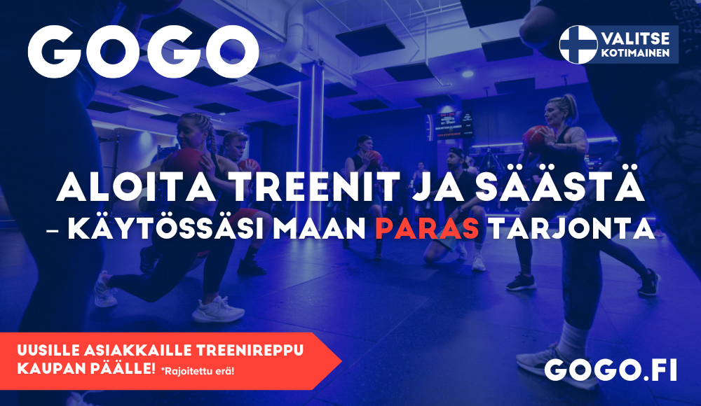 GOGO: Aloita treenit ja säästä - käytössäsi maan paras tarjonta. Uudelle asiakkaalle treenireppu kaupanpäälle! *rajoitettu erä.